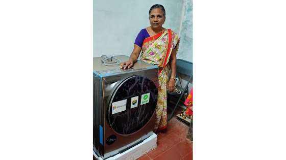 Oxfam India provided washing machines to women who wash linen from houseboats