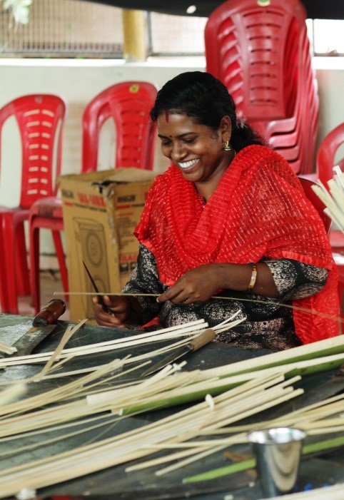 Women self-help groups were trained on bamboo craft to earn their livelihoods.